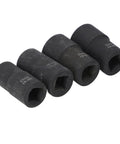 Cr Mo Steel Screw And Fastener Extractor Set With 17mm 19mm 21mm 22mm Metric Sizes, shown side view of sockets.