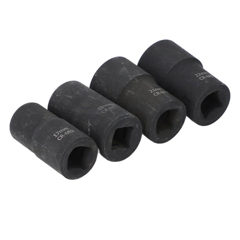 Cr Mo Steel Screw And Fastener Extractor Set With 17mm 19mm 21mm 22mm Metric Sizes, shown side view of sockets.