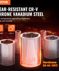 Premium Mechanics Tool Set With Deep And Standard Sockets in chrome vanadium steel showing 3/4 marked socket