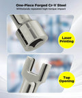 Close-up of One Half Inch Drive Strut Channel Impact Socket Five Inch Deep Cr-V Nickel Plated Crack Resistant 12-Point Double Hex