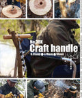 Craft Handle for 6.35mm and 10mm Hex Shafts with Brass Chuck and Rubber Wood Body shown in use for outdoor woodworking.