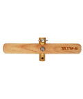 Craft Handle for 6.35mm and 10mm Hex Shafts with Brass Chuck and Rubber Wood Body, front view of wooden handle with brass fittings.