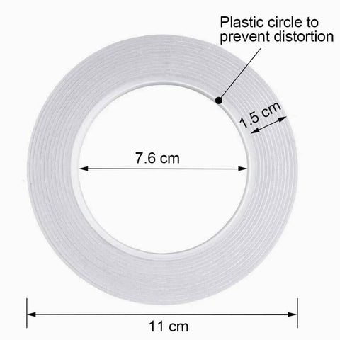 Ultra Thin Double Sided Craft Tape For Card Making Scrapbooking Gift Wrapping And Office And School Use Tear By Hand With Paper Backing Four Rolls One Quarter Inch By Thirty Two Yards Per Roll top view showing dimensions