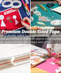 Six Roll Multi Size Double Sided Craft Tape Set For Scrapbooking Card Making Gift Boxes Arts And Photography Ultra Sticky Tape Gift Wrapping Paper Backing Translucent Cotton Paper Layer shown with crafts and projects