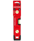 Torpedo Level, Magnetic, 9 inch (CMHT43191) with Craftsman branding, 3 vials, and magnetic base, packaged front view.