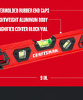 9 inch magnetic torpedo level with aluminum body and vials