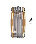 Crankbrothers Multi Tool M10 Gold Compact Trailside Essential with hex wrenches, screwdrivers, and Torx, ergonomic grips, 150g