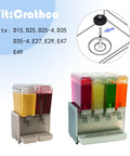 Bearing Sleeve 3220 Replacement 25 Pack for Crathco D and E Series Beverage Dispensers shown with dispenser fitment diagram