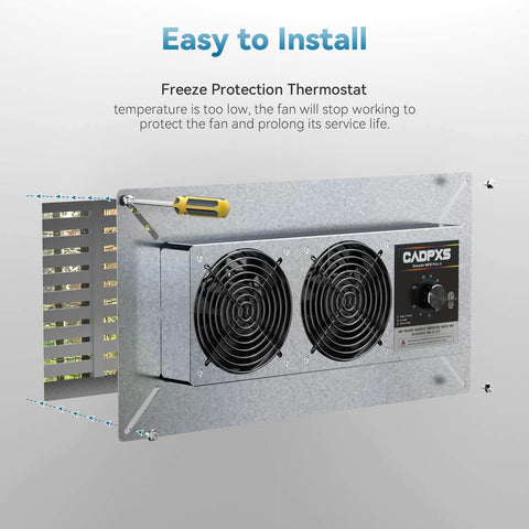 Crawl Space Ventilation Fan With Humidistat Dehumidistat And Freeze Protection Thermostat 220 CFM Air Out 18 By 9 By 2 Inch Housing