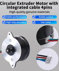 Crealty K1 Max Extruder Motor - Original 36mm Pancake Stepper Motor Replacement: 1.8 Degree 12 Tooth Gear Circular Stepping for K1 Hotend Direct Drive Extrusion Kit 3D Printer Parts with integrated cable