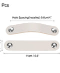 Four Pack Leather Drawer Pulls With Screws For Dressers And Cabinets Double Hole Design 96mm Hole Spacing Cream And Silver Finish