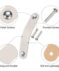 Four Pack Leather Drawer Pulls With Screws For Dressers And Cabinets Double Hole Design 96mm Hole Spacing, components view.