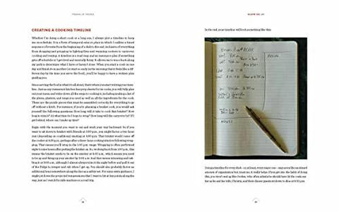 Open pages from the cookbook Texas Style Live Fire Grilling And Smoking At Home A Cookbook From The James Beard Award Winning Team Behind Franklin Smoke Wood Fire Food Packed With Pro Tips For Meats Veggies Fish And More, featuring a cooking timeline.
