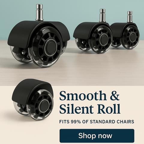 5-Pack Office Chair Caster Wheels Heavy-Duty Low Noise for Hardwood Floors and Carpet - Smooth roll design.