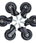 Heavy Duty Creeper Caster Wheels Set Of Six With Two And A Half Inch Polyurethane Rollers And Industrial Steel Bearings