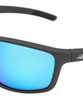 Crevalle Anti Fog Safety Glasses With UV Protection And Blue Mirror Lens with black frame side view