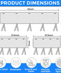 Dimensions and features of Reversible Gray And White Rail Cover Set With Soft Minky Dot Teething Guard One 51x7 And Two 27x7