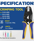 Crimping Tool For Heat Shrink Connectors AWG 26 To 10 Ratchet Wire Terminal Crimper For Insulated Nylon And Electrical Wire Connectors HS 8327