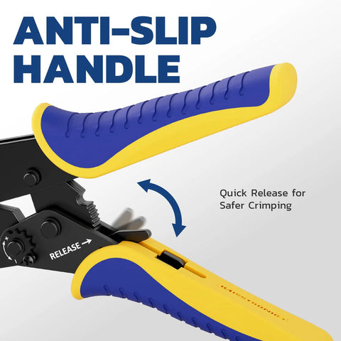 Crimping Tool For Heat Shrink Connectors AWG 26 To 10 Ratchet Wire Terminal Crimper with ergonomic anti-slip handle, HS 8327