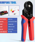 Ferrules Crimping Tool Kit With 1700 PCS Assorted Wire Ferrules Self Adjusting Ratchet Crimper For AWG 23-7 0.25-10mm2