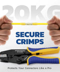 Crimping Tool For Heat Shrink Connectors AWG 26 To 10 Ratchet Wire Terminal Crimper with secure crimps demonstrating strength
