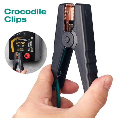 Close-up of crocodile clip for Portable Ground Rod Kit With Half Inch Diameter 18 Inch Long Ground Rod And 4 Foot 12AWG UL Listed Tinned Copper Wire