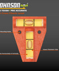 Cross Check Level For Quick Horizontal And Vertical Readings Ultra Compact And Lightweight Dual Direction Level With High Impact Orange Body Built Tough For Real Job Sites Accurate Readings Every Time Johnson Level And Tool, showing orange body and mounting holes.