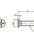 Technical diagram of SNFS-M6-20-SD-NBK Cross Recessed Flat Head 20mm Screw for smooth motion and stable alignment in mechanical systems.