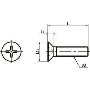 Technical drawing of ✝️ SNFTG-M5-20 NBK Cross Recessed Flat Head Machine Screws, High Intensity Titanium Alloy, Made in Japan, 1-pack