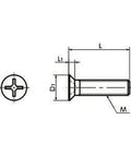 Diagram of SNF-M4-16-SD-TZB NBK Cross Recessed Flat Head Machine Screws - Small Head - Made in Japan, dimensions labeled