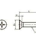 Technical diagram of ✝️ SNFTG-M4-15 NBK Cross Recessed Flat Head Machine Screws in high intensity titanium alloy, made in Japan.