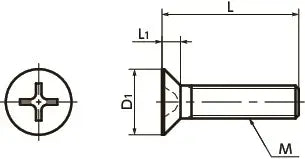 SPS-M6-20-F NBK Plastic Screws - Cross Recessed Flat Head Machine Screws - PPS dimensions diagram.
