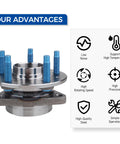 Side view of 513315 Front Wheel Bearing Hub Assembly fits 2011 to 2015 Chevy Cruze and 2016 Cruze Limited with icons for features.