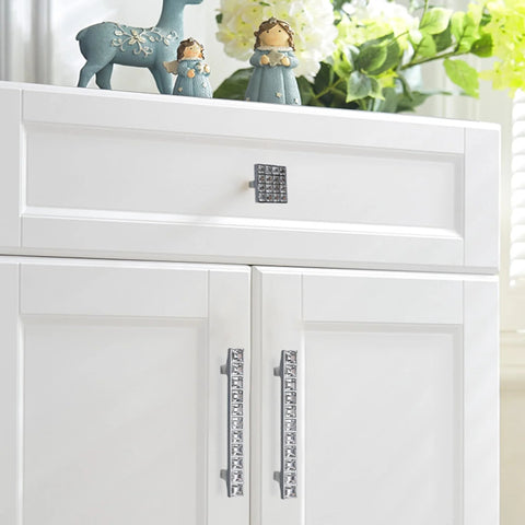 Cabinet with Crystal Glass Rhinestone Drawer Pulls 6 Pack Modern Cabinet Knobs Handles For Cupboard Wardrobe Dresser Doors High Shine