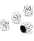 4 Pack Handmade Crystal Rhinestone Tire Valve Stem Caps For Cars, Trucks And Motorcycles, showing close-up of sparkling valve covers.