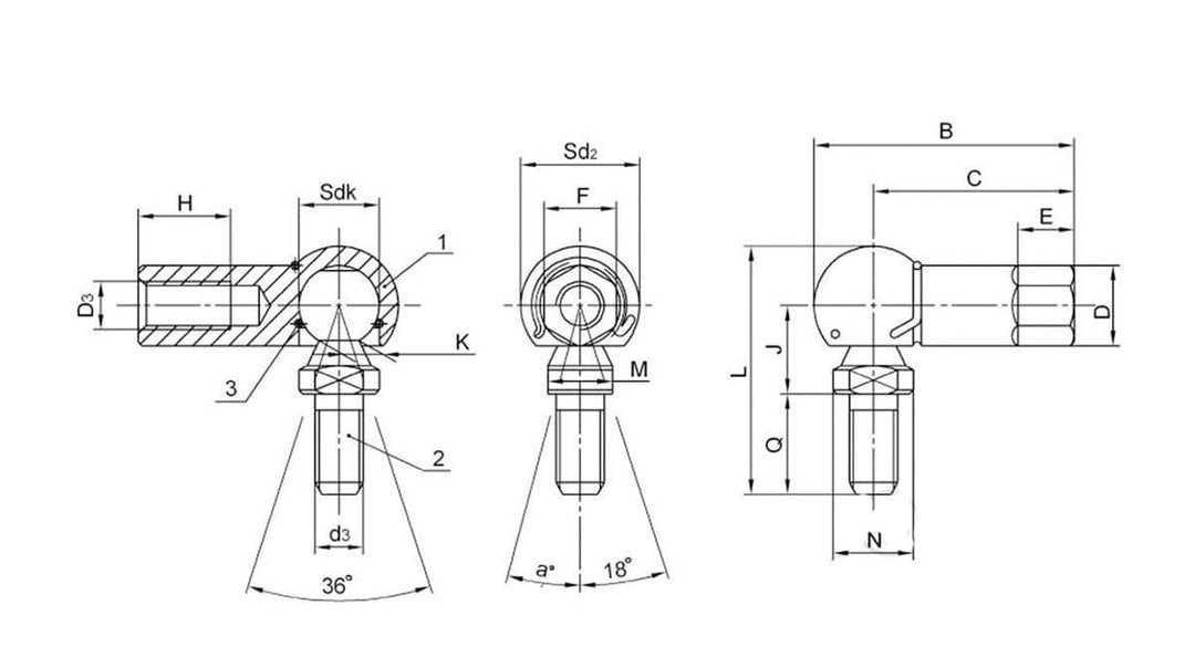 CS14 14mm LShape Ball Joint Rod End Bearing VXB Ball Bearings