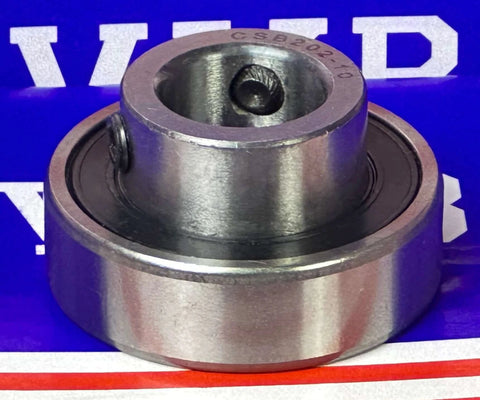 CSB202-10 Insert Ball Bearing - Set Screw locking Sealed Bearing 5/8" x 40mm x 22mm, front view on blue background