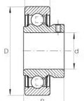 Technical diagram of CSB202-10 Insert Ball Bearing - Set Screw locking Sealed Bearing 5/8" x 40mm x 22mm with size annotations