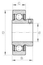 Technical diagram of CSB202-10 Insert Ball Bearing - Set Screw locking Sealed Bearing 5/8" x 40mm x 22mm with size annotations