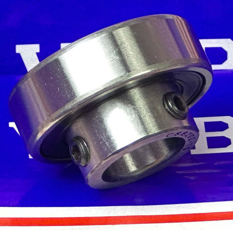 Close-up of CSB202-10 Insert Ball Bearing - Set Screw locking Sealed Bearing 5/8" x 40mm x 22mm