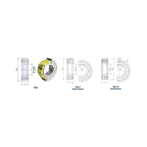 Diagram of CSK15PP One Way Bearing Clutches 15 * 35 * 11mm with Keyway CSK6202PP Freewheel Clutch Bearings CSK202PP Steel Bearing