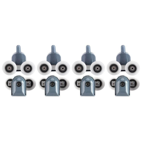 Curved Glass Shower Door Rollers 8PCS Twin Top and Bottom Double Wheel Runners for Bathroom Sliding Doors, front view