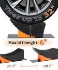Curved Leveling Blocks For RV And Travel Trailer With A 6 Inch Lift For Easy Tire Change On Tandem Axle Wheels Without A Jack