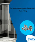 8 Piece Shower Door Roller Set, 23mm Aluminum Alloy Replacement Rollers for 4 to 6mm Glass Doors with Anti Collision Block shown installed