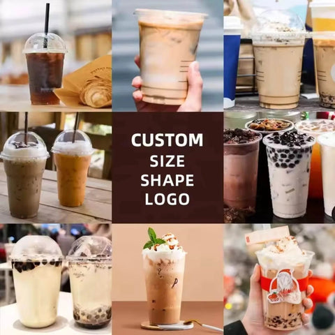 Various beverages in plastic cups, highlighting Industrial Automatic Thermoforming Machine For Disposable Plastic Cups With Square Steel Frame Pro Grade Forming And Cutting Equipment For Food Container Production High Speed Durable Customizable Options
