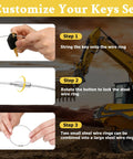 Customize your 105 Pieces No Duplicate Heavy Equipment Keys Master Set with wire ring assembly steps.
