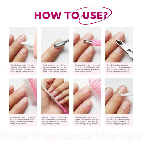 Guía paso a paso para usar el kit de eliminación de cutículas con crema, empujador de cutículas, cortauñas y alicates: juego Piece manicura Piece 7 Piece para uso doméstico