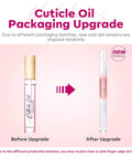 Actualización del envase del aceite para cutículas de Modelones: se muestran las versiones nueva y antigua en el kit de eliminación de cutículas con crema, empujador de cutículas, cortauñas y alicates, un set Piece manicura Piece 7 Piece para Piece doméstico.