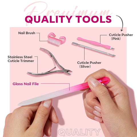 Kit para eliminar cutículas con crema, empujador de cutículas, cortauñas y alicates. Set de manicura Piece 7 Piece que incluye cepillo para uñas, empujador de cutículas y cortauñas.