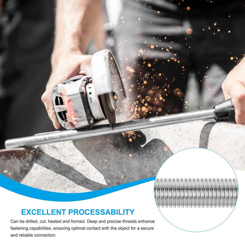 Durable 304 stainless steel fully threaded rod delivers corrosion-resistant strength for indoor or outdoor projects; 9.8 inch length, UNF #10-32 threads, 2-pack, cutting process